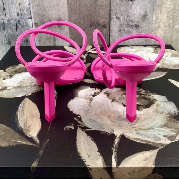 Schutz Shalla Angled-Heel Sandals in Hot Pink Size 10B. - Picture 7 of 14